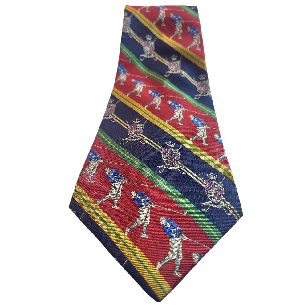 Nautica Golf Tie Silk Necktie Novelty Print Striped Made‎ in USA